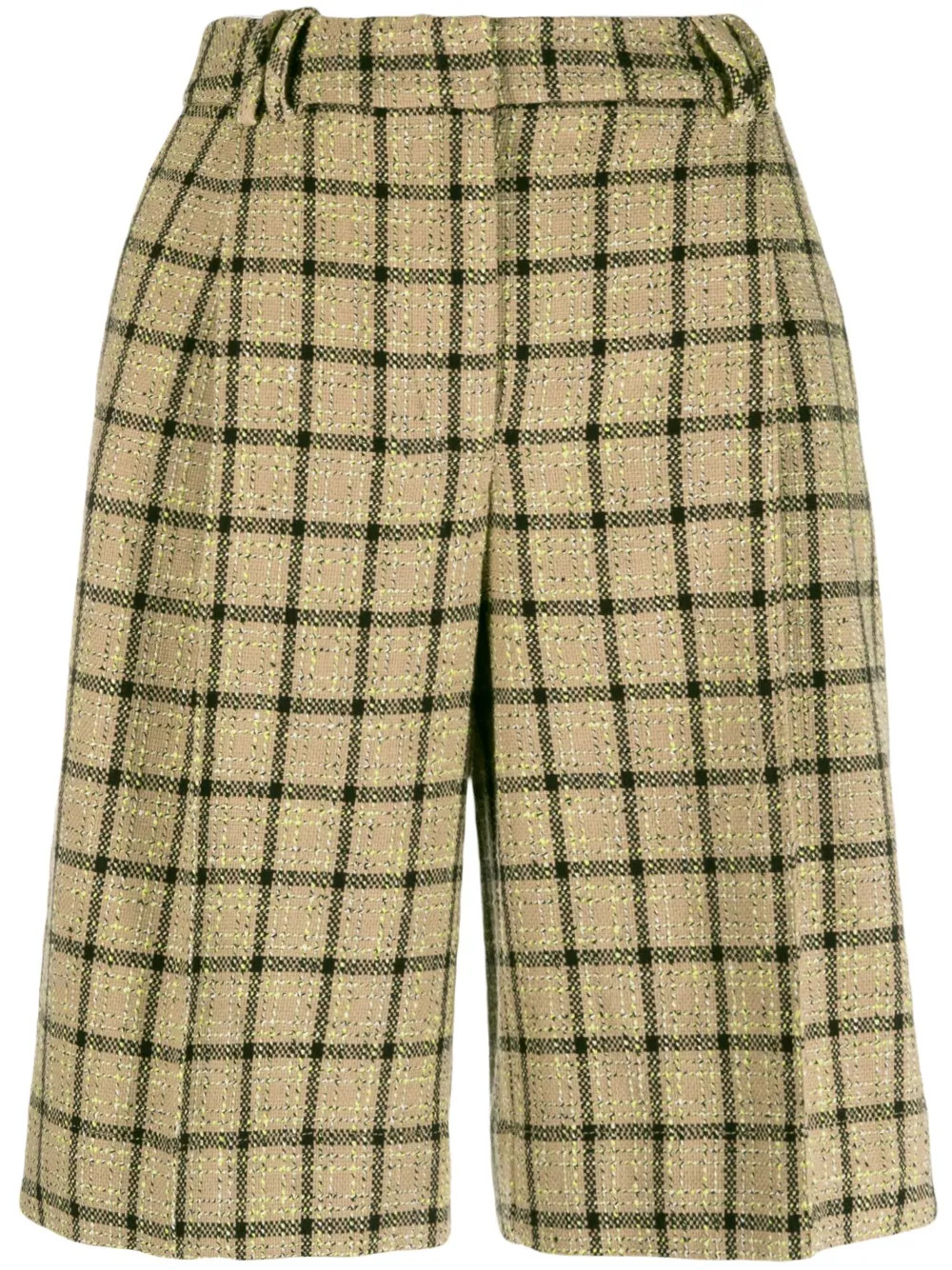GANNI Checked high-waisted Suit Shorts | Neutrals | FARFETCH | Farfetch Global