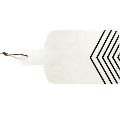 Storied Home Marble Cheese Board with Chevron Design, White and Black | Target