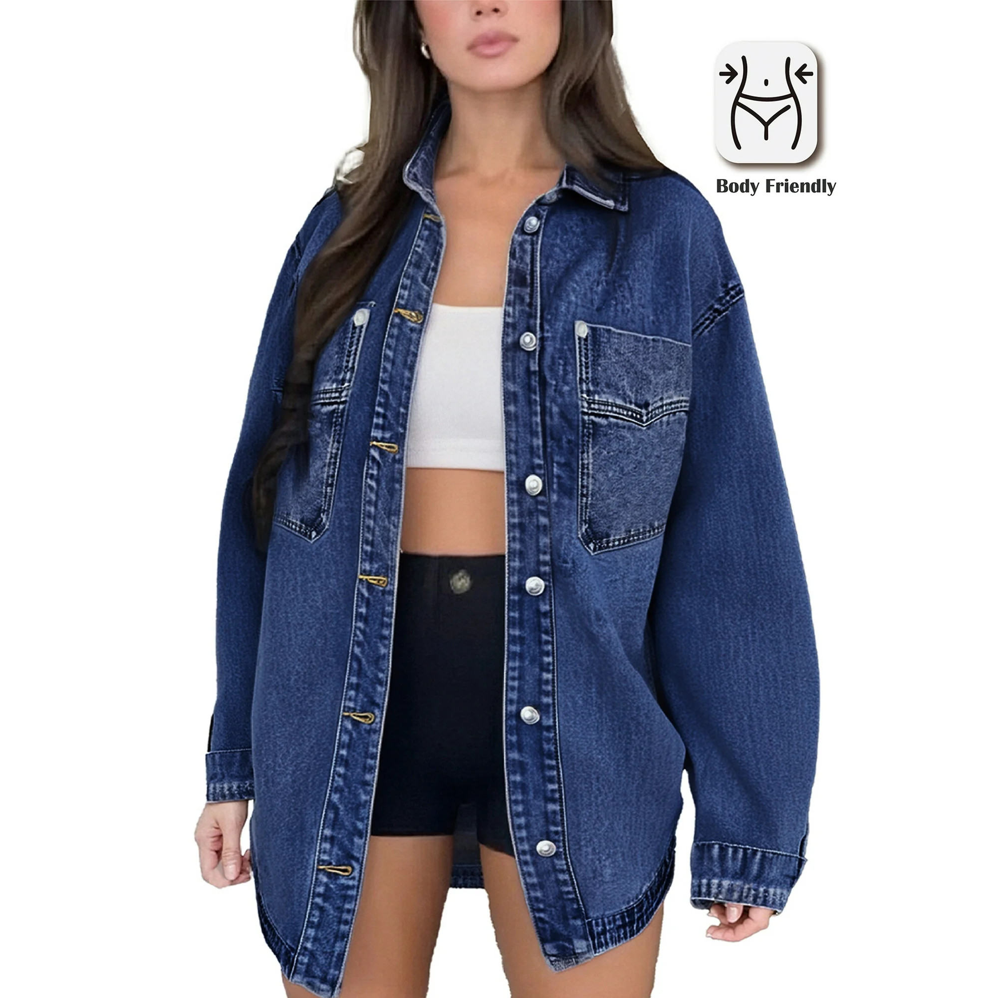 PAOLA RIBONI Womens Denim Jacket Wash Jean Jacket Coats with Pockets | Walmart (US)