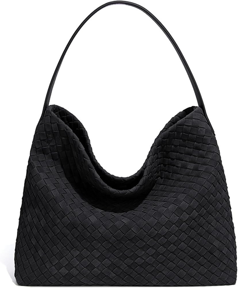 Woven Suede Hobo Bag for Women Trendy Slouchy Shoulder Tote Purse with Leather Crossbody Strap fo... | Amazon (US)