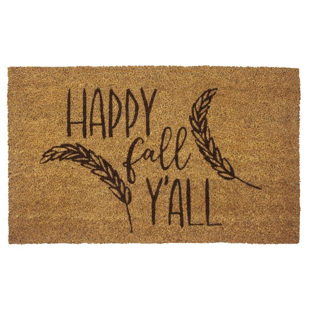 Entryways Happy Fall Y'all Text Coir Indoor Outdoor Doormat, 17" x 28", Brown - Walmart.com | Walmart (US)