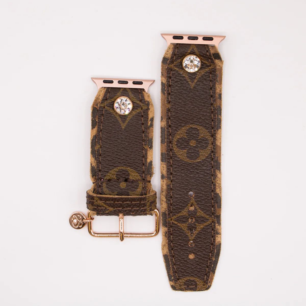 Ready to Ship - Upcycled LV Monogram with Leopard Watchband (Size 3, Apple Watch 38-41mm) | Spark*l