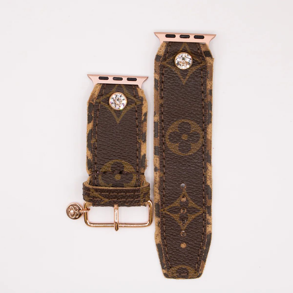 Ready to Ship - Upcycled LV Monogram with Leopard Watchband (Size 3, Apple Watch 38-41mm) | Spark*l