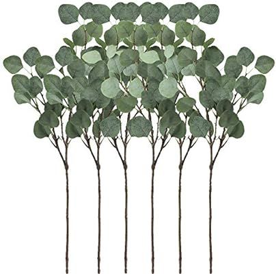 Supla 6 Pcs Artificial Silver Dollar Eucalyptus Leaf Spray in Green 25.5" Tall Artificial Greener... | Amazon (US)