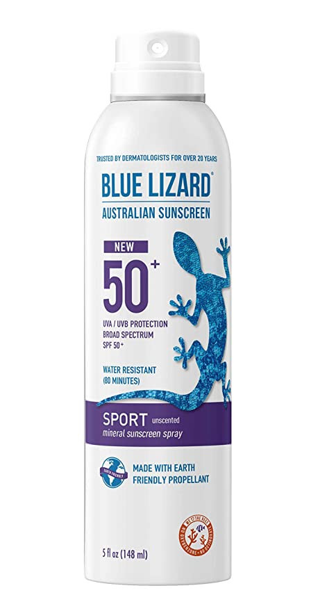 BLUE LIZARD Sport Spray Sunscreen SPF 50+, Cream, Unscented, 5 Fl Oz | Amazon (US)