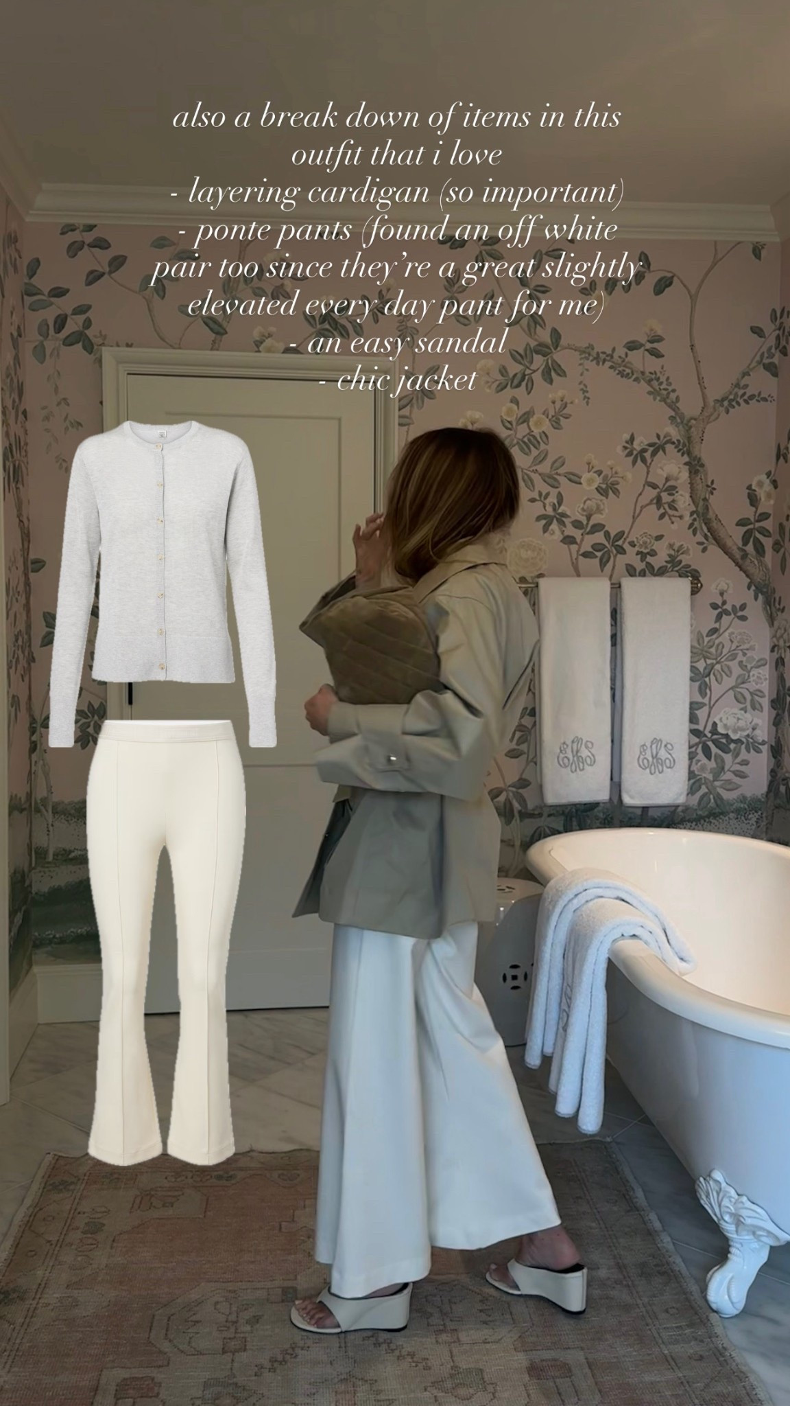 Some of the harder to see items - this layering cardigan for starters. The top is Celine. Buying this pair of similar pants as well since they’re a style I reach for almost daily. 

#LTKootd #LTKmomlife #LTKdayinmylife