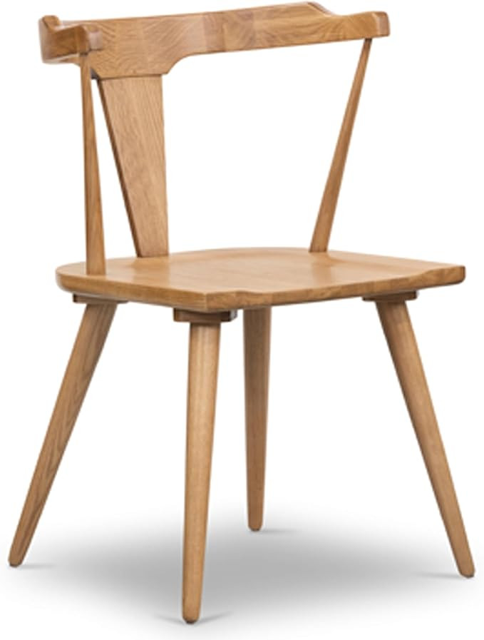 POLY & BARK Mid Century Modern Enzo Oak Dining Chair – Solid Oak Wood Splat Back Chair, 18" Sea... | Amazon (US)