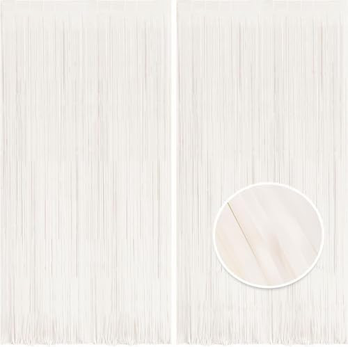 BRAVESHINE Foil Fringe Curtains Tinsel Backdrop - 2 Pcs White Photo Booth Streamer Metallic Party... | Amazon (CA)