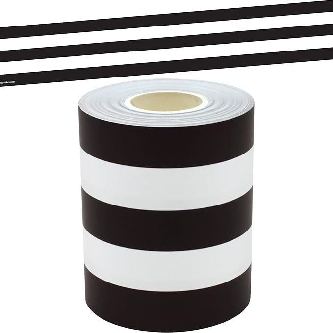 Teacher Created Resources Black & White Stripes Straight Rolled Border Trim - 50ft - Decorate Bul... | Amazon (US)