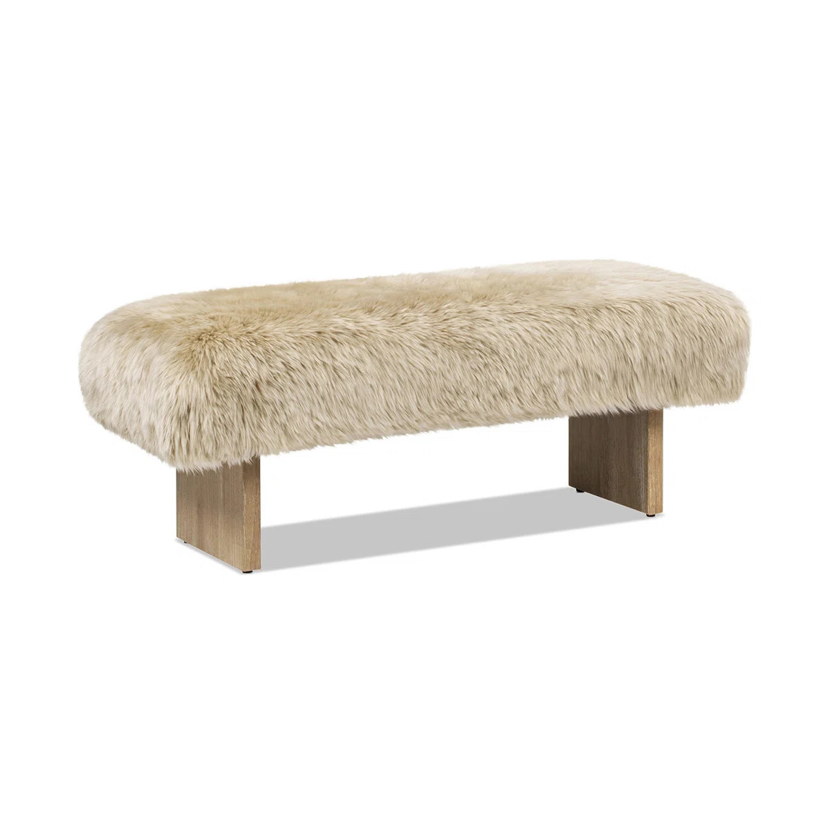 Leda 49" Sheepskin Fur Rectangular Accent Bench | Wayfair North America