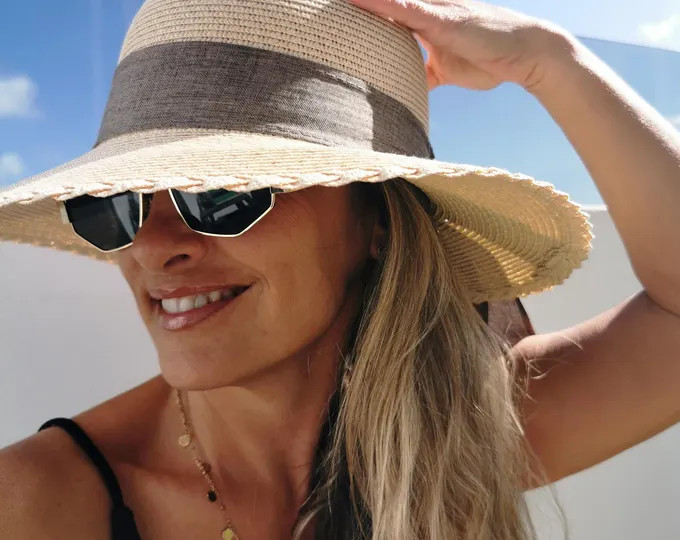 Straw Boater Hat – Wide Brim 5.75” | Chic Summer Sun Hat |panama Jazz Style | Vacation Beach ... | Etsy (UK)