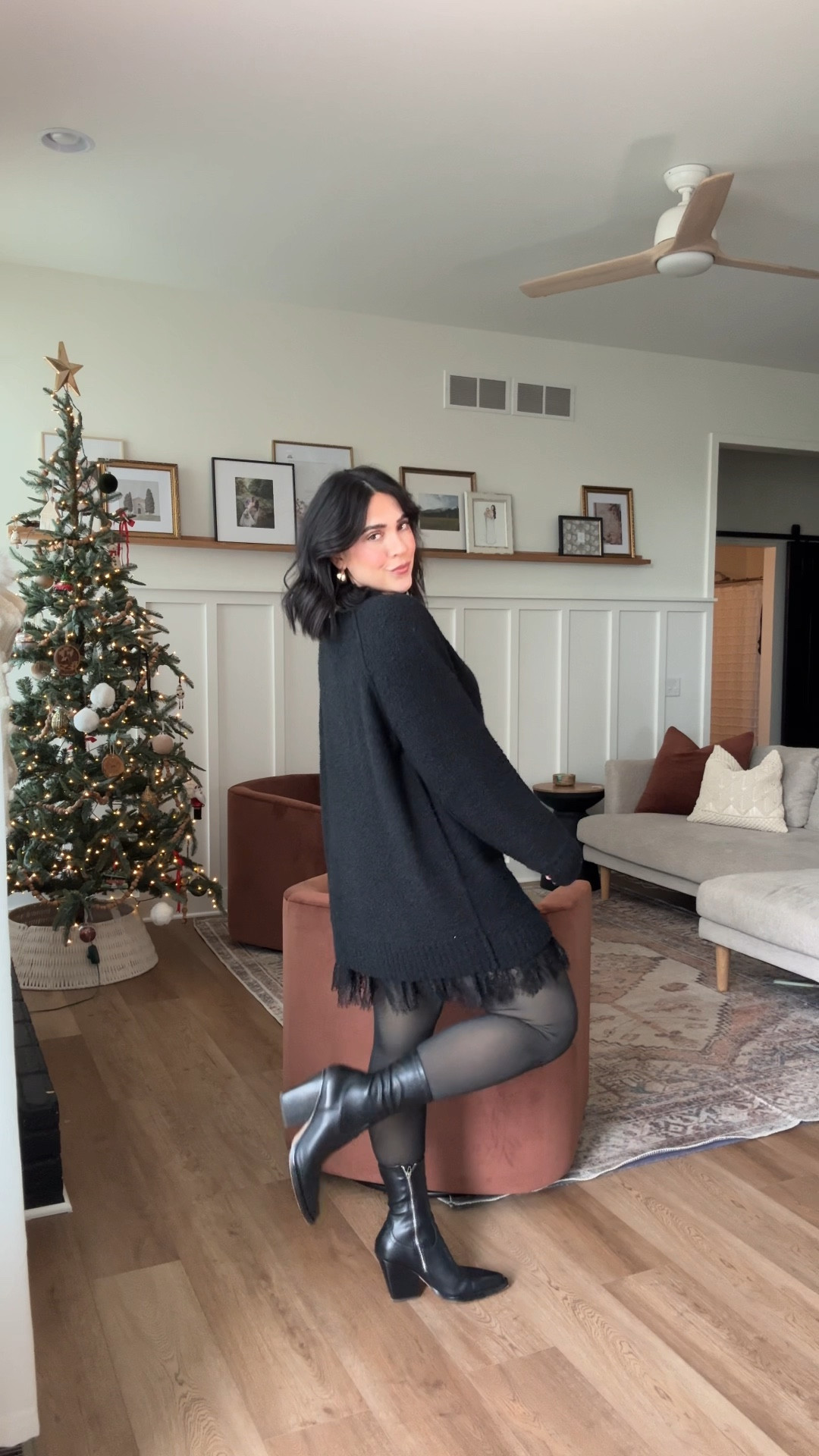 Cozy holiday party outfit with warm insulated tights! Size L in everything! (Size up if in between) 

Holiday party outfit, Christmas outfit, midsize holiday style, winter outfit, winter dress, cozy holiday look, midsize holiday outfit. 

#LTKStyleTip #LTKHoliday #LTKMidsize