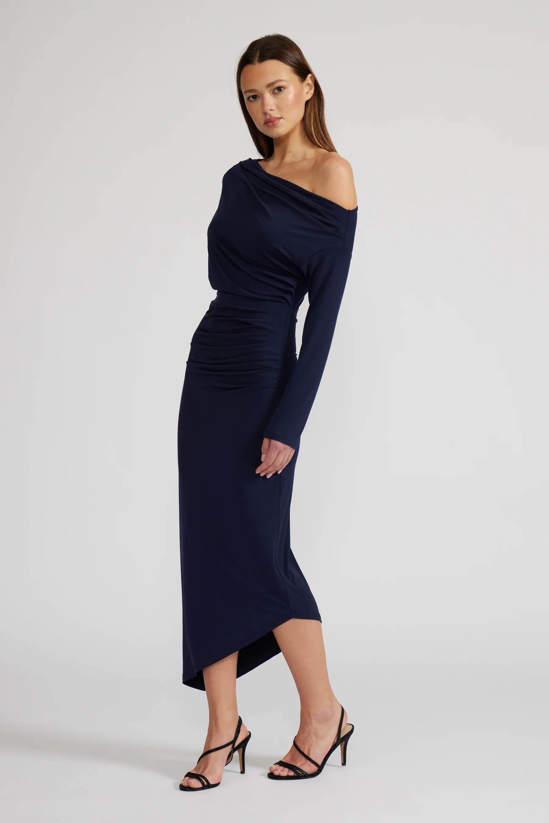 Alissa Asymmetric Dress - Navy | LUCY PARIS