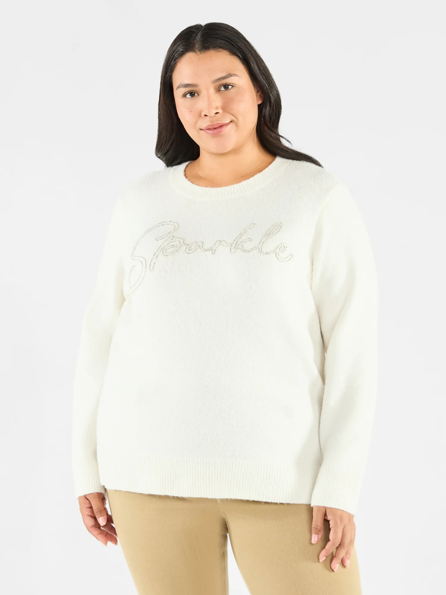 Terra & Sky Women's Plus Holiday Talking Sweater, Midweight, Sizes 0X-4X | Walmart (US)