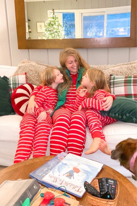 Family matching Christmas pajamas. Red stripe pjs for the family. Womens Bright green puffer vest. Stripe pajamas. Family pjs🎄❤️💚

#LTKSeasonal #LTKfamily #LTKHoliday