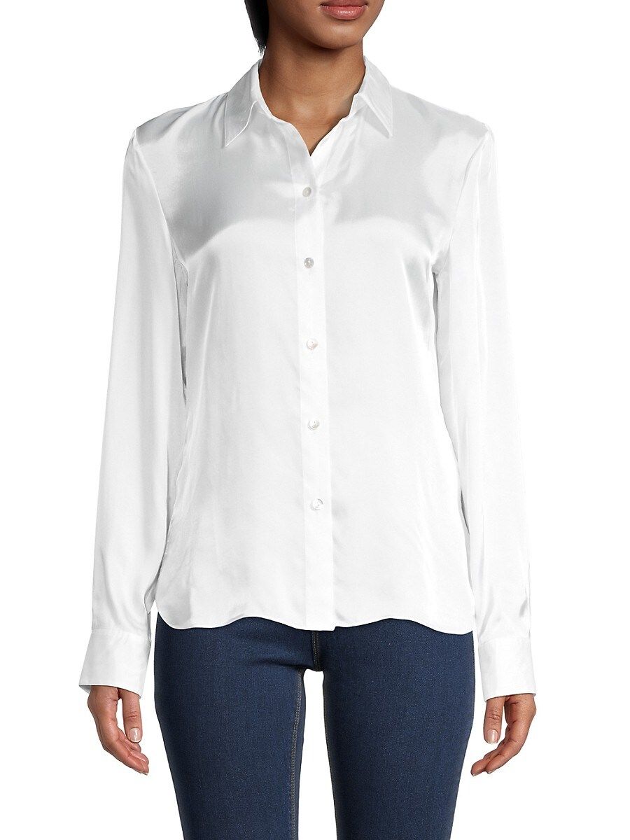 Theory Women's Fitted Satin Shirt - White - Size M | Saks Fifth Avenue OFF 5TH