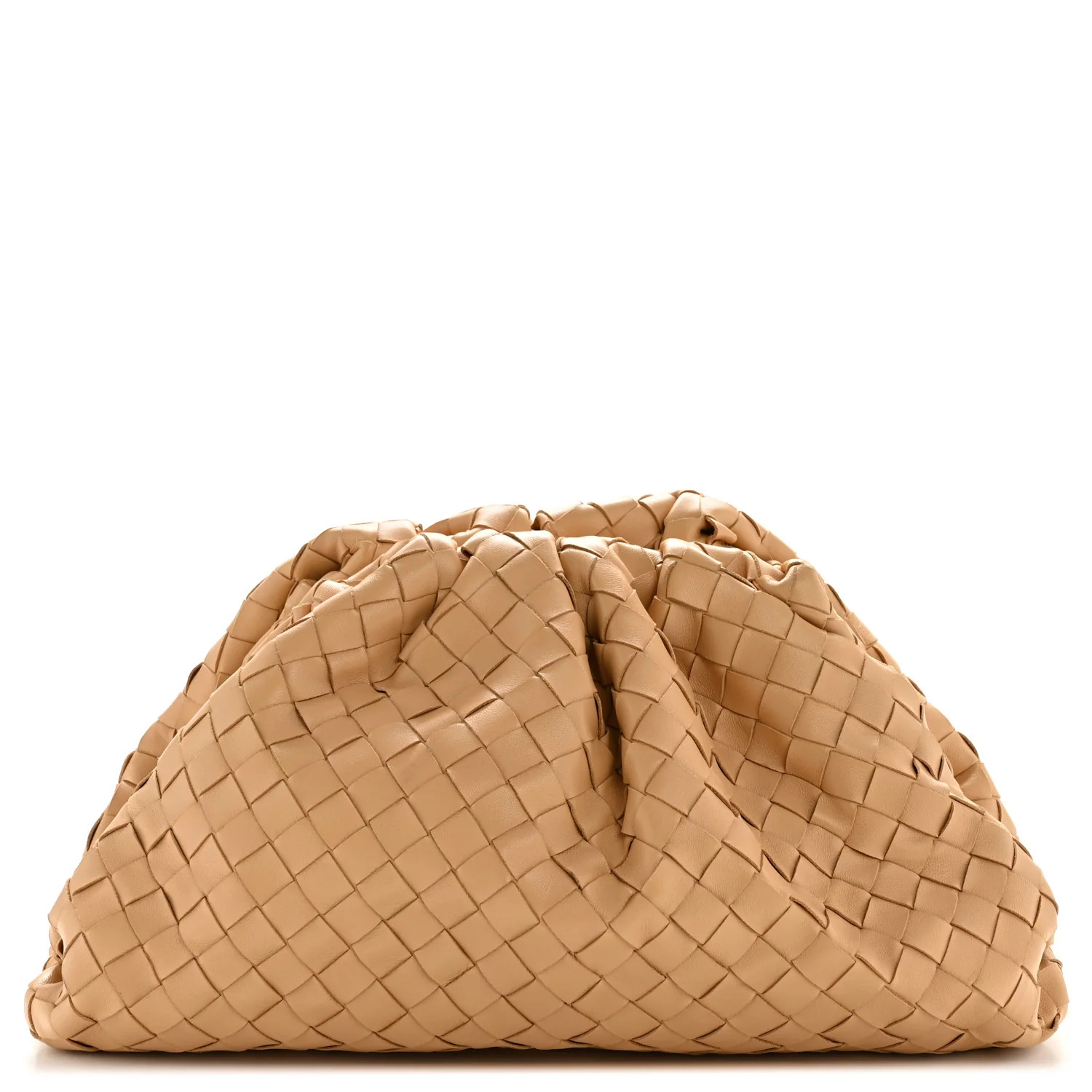Bottega Veneta Nappa Maxi Intrecciato The Pouch Oversized Clutch Almond 1845371 | FASHIONPHILE (US)