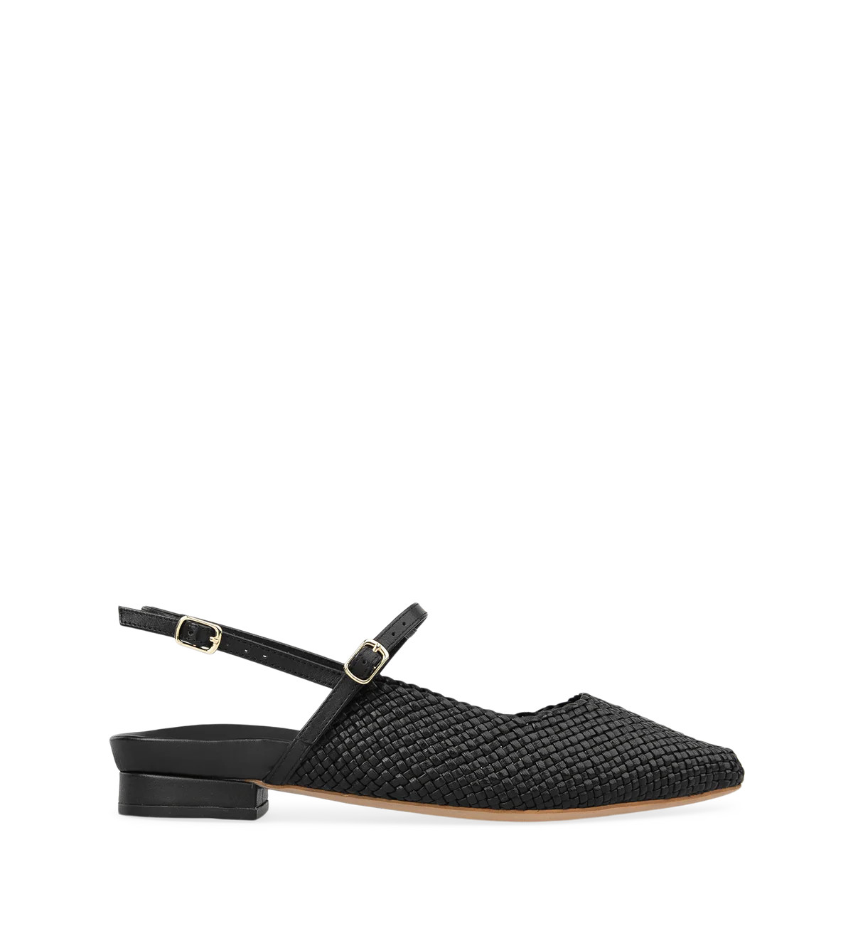 Goldeneye Black Woven Leather Flats | Bared Footwear | Bared Footwear