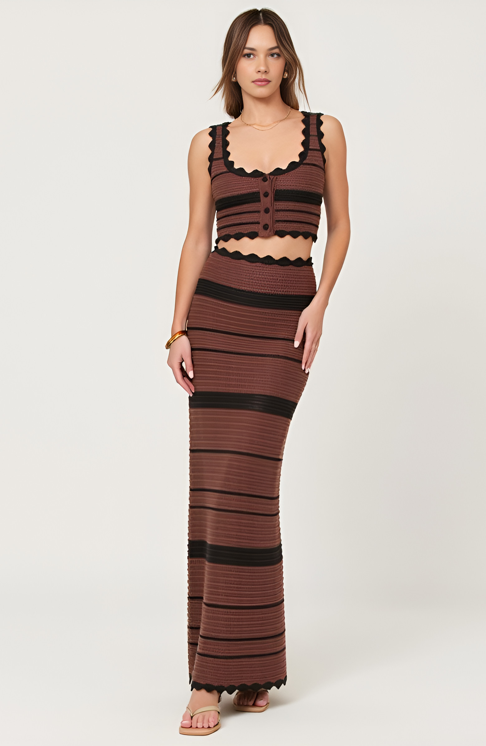 Scallop Trim Crochet Crop Top and Maxi Skirt Set | Nordstrom
