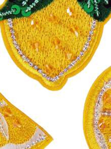 3pcs Handmade Beaded Yellow Fruit Lemon Iron-On Patch, DIY Clothing Accessories, Embroidery Sewin... | SHEIN