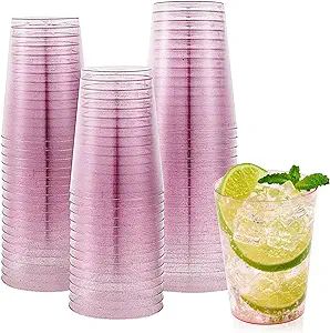 JOLLY CHEF 10 oz Purple Plastic Cups, 100 Pack Party Cups Tumblers, Heavy duty Purple Glitter Pla... | Amazon (US)