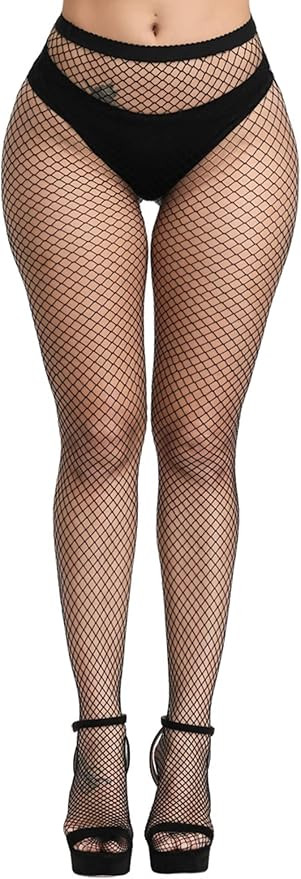 Henwarry Women's Fishnet Stockings Thigh High Wide Fishnet Tights | Amazon (US)