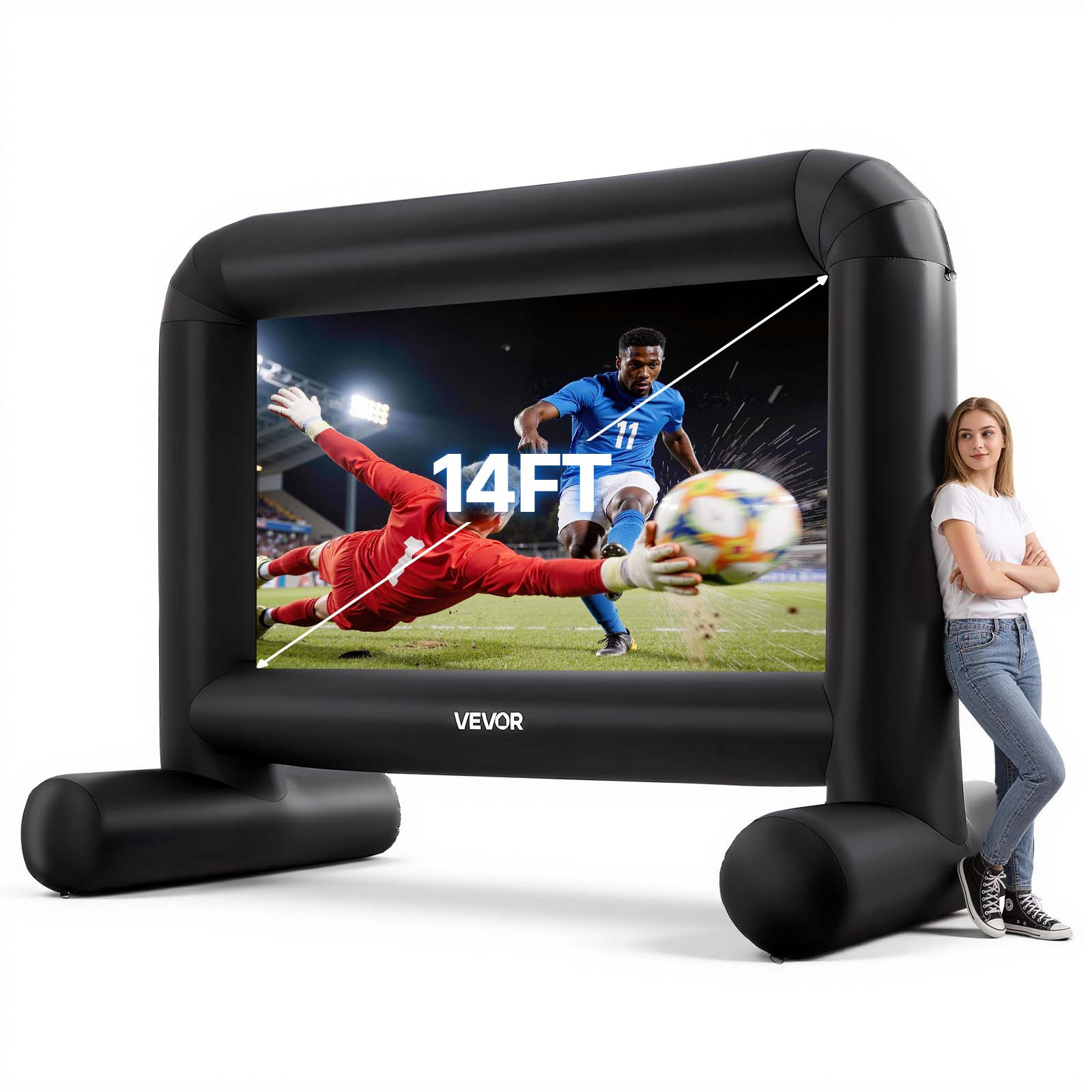 VEVOR - Inflatable Movie Screen, 14 ft Outdoor Inflatable Projection Screen with Portable Storage Bag, Front/Rear Projection - Black | Best Buy U.S.