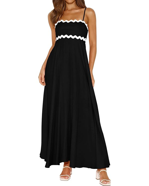 PRETTYGARDEN Womens Spaghetti Strap Maxi Dresses 2024 Summer Casual Sleeveless Smocked Boho A Lin... | Amazon (US)