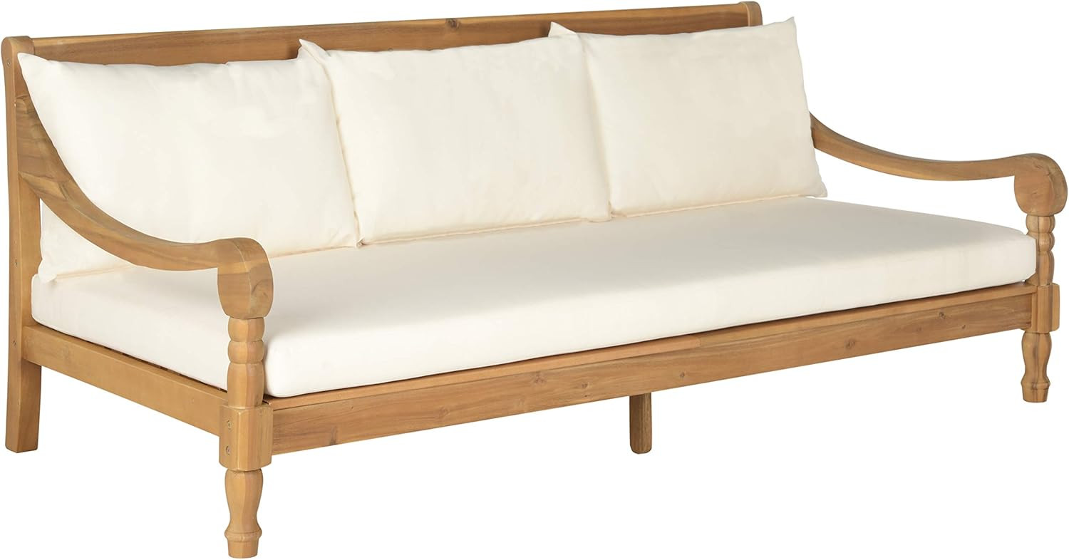 Safavieh Outdoor Collection Pasadena Brown/ Beige Acacia Wood Cushioned Daybed | Amazon (US)