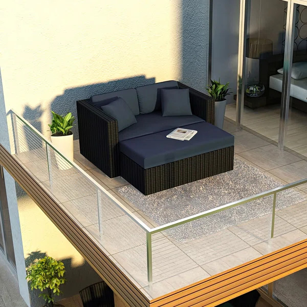 Suffern 63'' Wide Powder Coated Aluminum Patio Daybed with Cushions | Wayfair North America