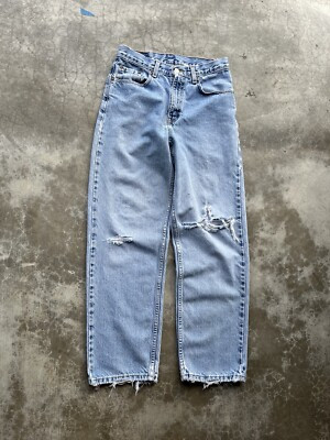Vintage 90’s Levi’s 550 Relaxed Fit Distressed Denim Jeans 28x30 Light Wash USA | eBay US