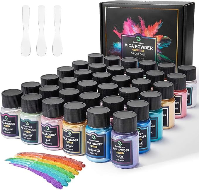 Amazon.com: Smalltongue Mica Powder for Epoxy Resin, 36 Colors, 0.35 oz(10g) Bottles Mica Glitter... | Amazon (US)