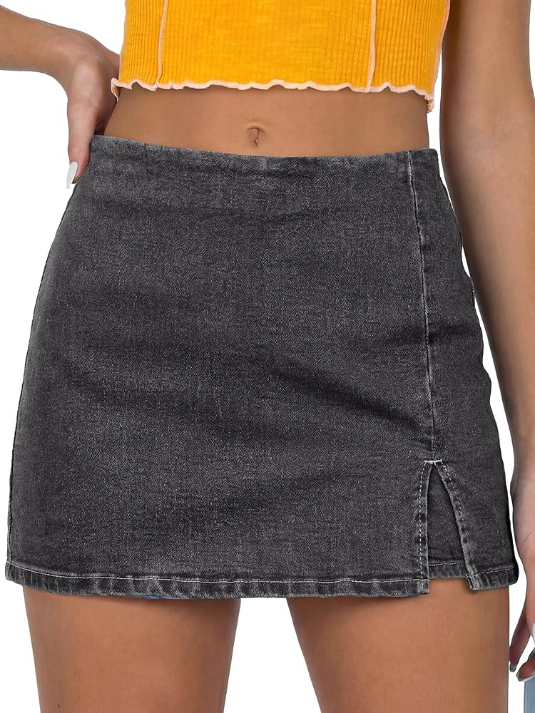 ANRABESS Jean Skorts for Women High Waisted Side Slit Summer Casual Mini Skirts Y2K Trendy Stretc... | Amazon (US)