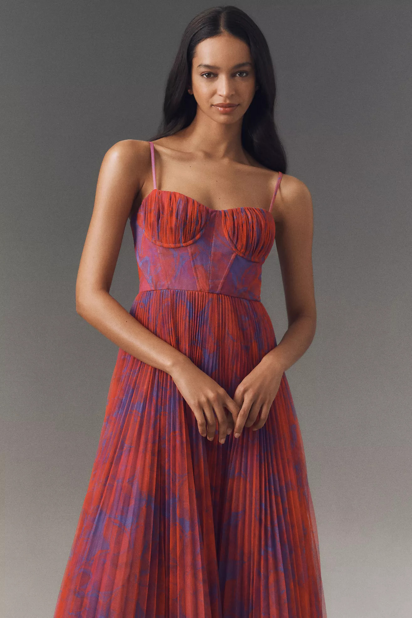 Hutch Amara Bustier Pleated Fit & Flare Midi Dress | Anthropologie (US)