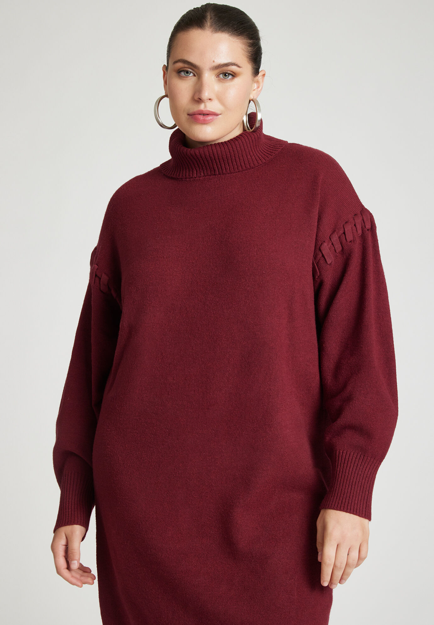 Sweater Mini Dress With Lace Detail | Eloquii