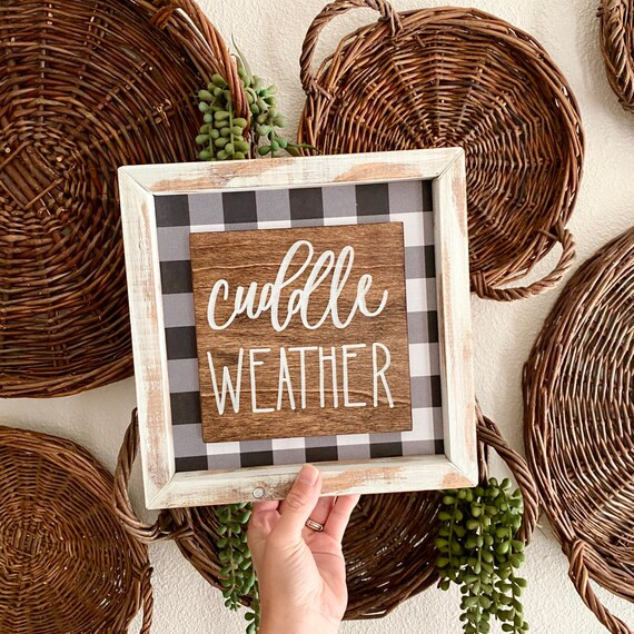 Cuddle weather, fall sign, fall decor, autumn decor, autumn sign, fall signs, autumn leaves, fall... | Etsy (US)