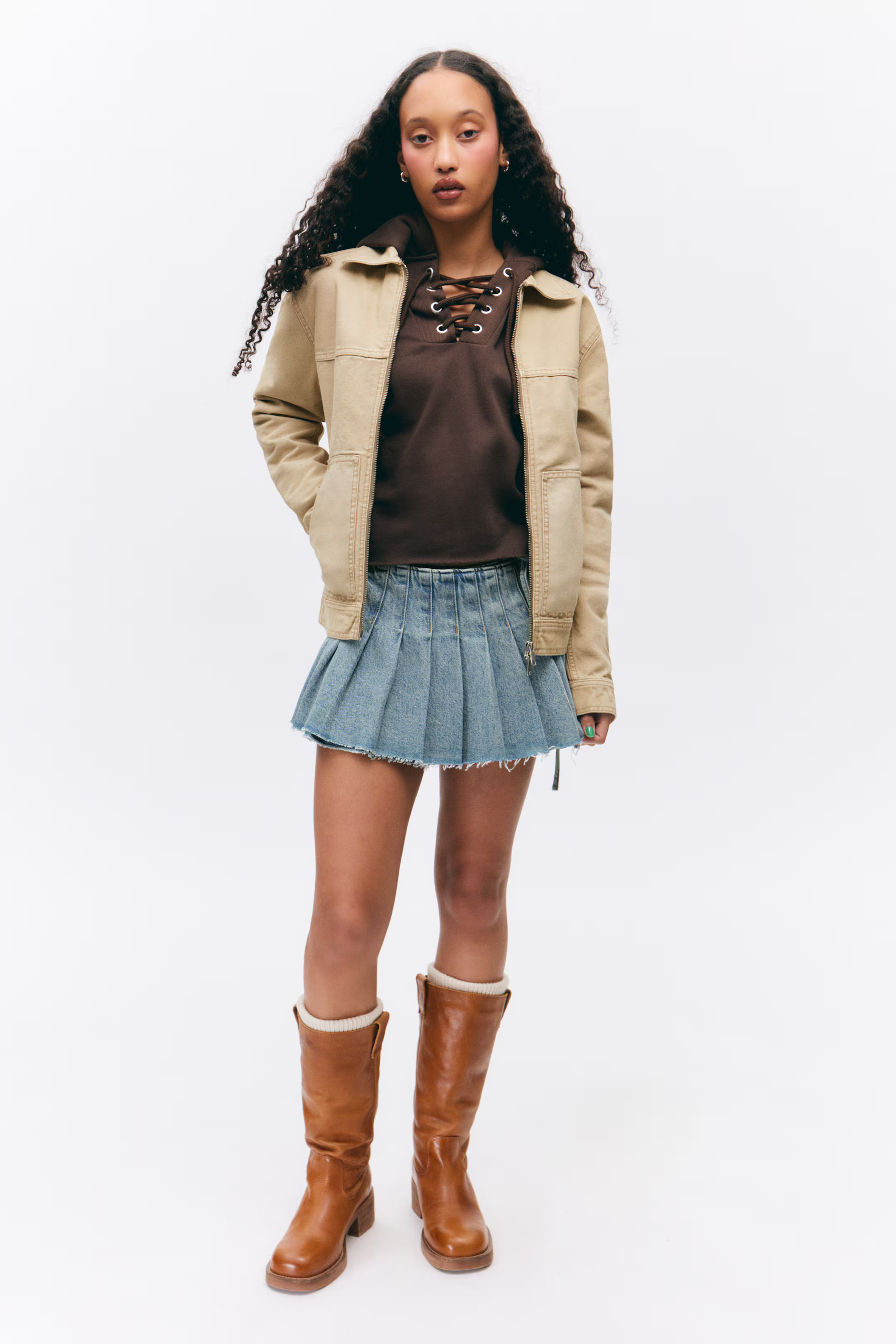 Two-way Zip Oxford Jacket | H&M (UK, MY, IN, SG, PH, TW, HK)