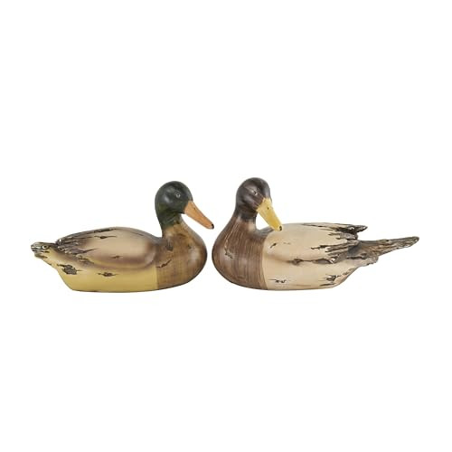 Deco 79 Polystone Duck Decorative Sculpture Home Decor Statues, Set of 2 Accent Figurines 14", 12"W, Beige | Amazon (US)