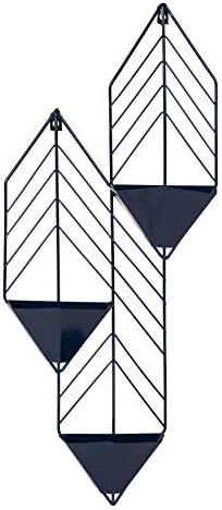 Kate and Laurel Tain Metal Wall Hanging Planter with 3 Pockets, Navy Blue | Amazon (US)