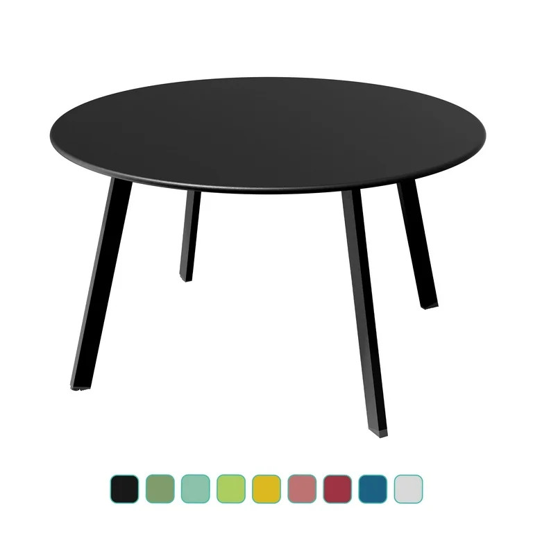 Grand Patio 28" Round Steel Outdoor Coffee Table, Black - Walmart.com | Walmart (US)
