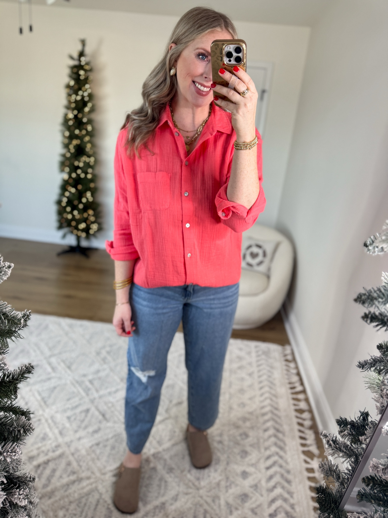 Weekend Walmart Wins try on
Gauze button down- medium 

#LTKSeasonal #LTKFindsUnder50 #LTKStyleTip