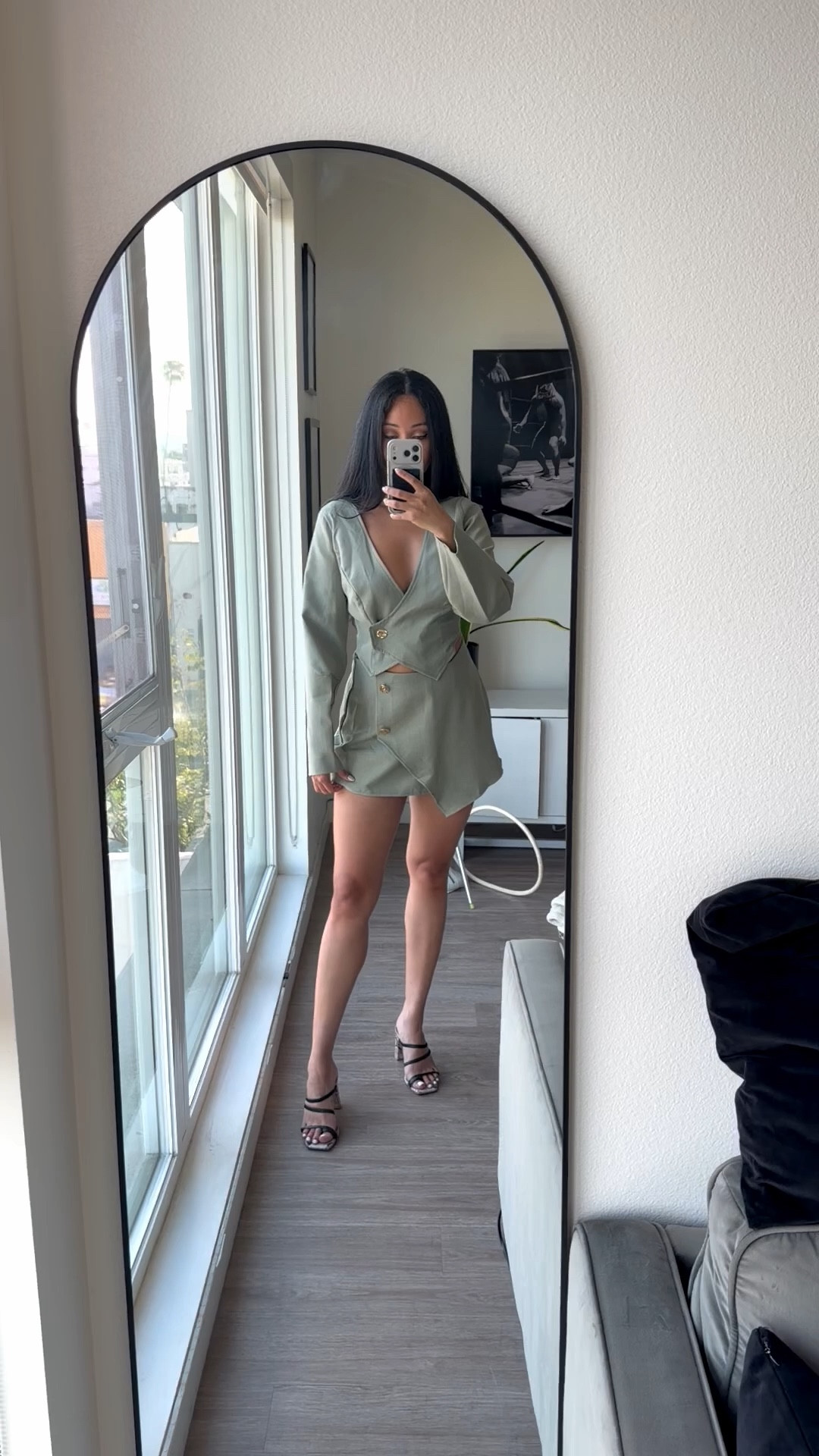 Today’s brunch outfit ✨🌸 Sage green mini skort set - trendy color, airy and comfortable. Perfect to transition to day and night (my top is size 4, skort is size 6) 

#LTKootd #LTKgrwm #LTKdayinmylife