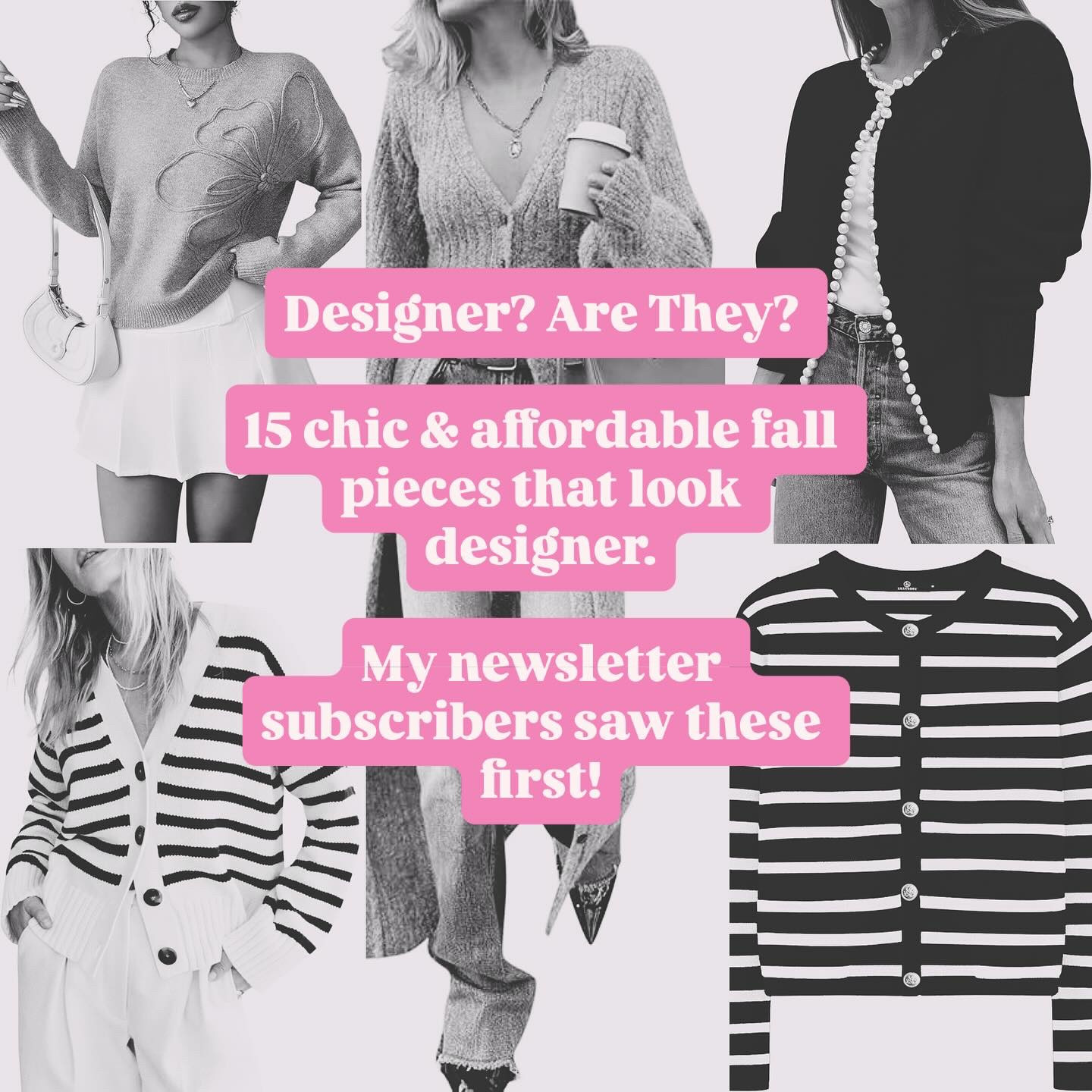Chic & Affordable: Designer? Are They? 👀

Like, Follow & Comment SIGN UP and I’ll send links right to your DM.
 This week’s edit is filled with look-for-less pieces that feel designer — from woven suede bags and polished knitwear to feminine midi dresses and athleisure sets that look effortlessly elevated.

💌 Want to shop first every week? Subscribe to my weekly newsletter for exclusive curated edits of affordable, timeless pieces delivered straight to your inbox.

✨ Scroll through all the slides to see my top “chic for less” picks and shop directly through my ShopMy storefront — link in bio!

#AffordableStyle #LookForLess #ChicAndAffordable #SundayScroll #ClassicStyle #FallFashion #ShopMyLook #TallGirlStyle #TimelessStyle #WardrobeStaples

#LTKFindsUnder100 #LTKTall #LTKOver40