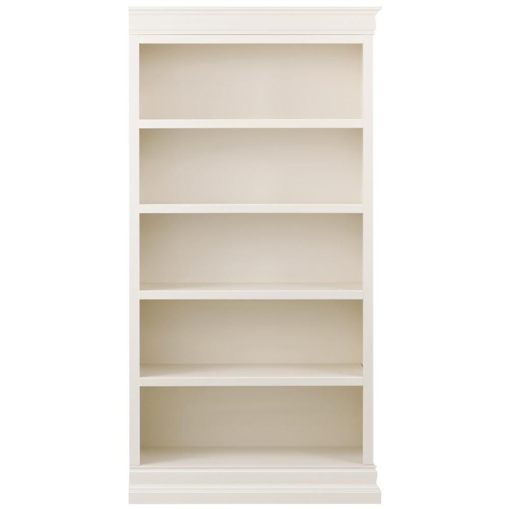 Home Decorators Collection 73 in. Polar White Wood 5-shelf Standard Bookcase with Adjustable Shel... | The Home Depot