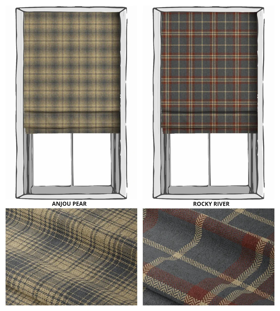 Checkered Plaid Roman Shades 12 Options. Custom Window Blinds - Etsy | Etsy (US)