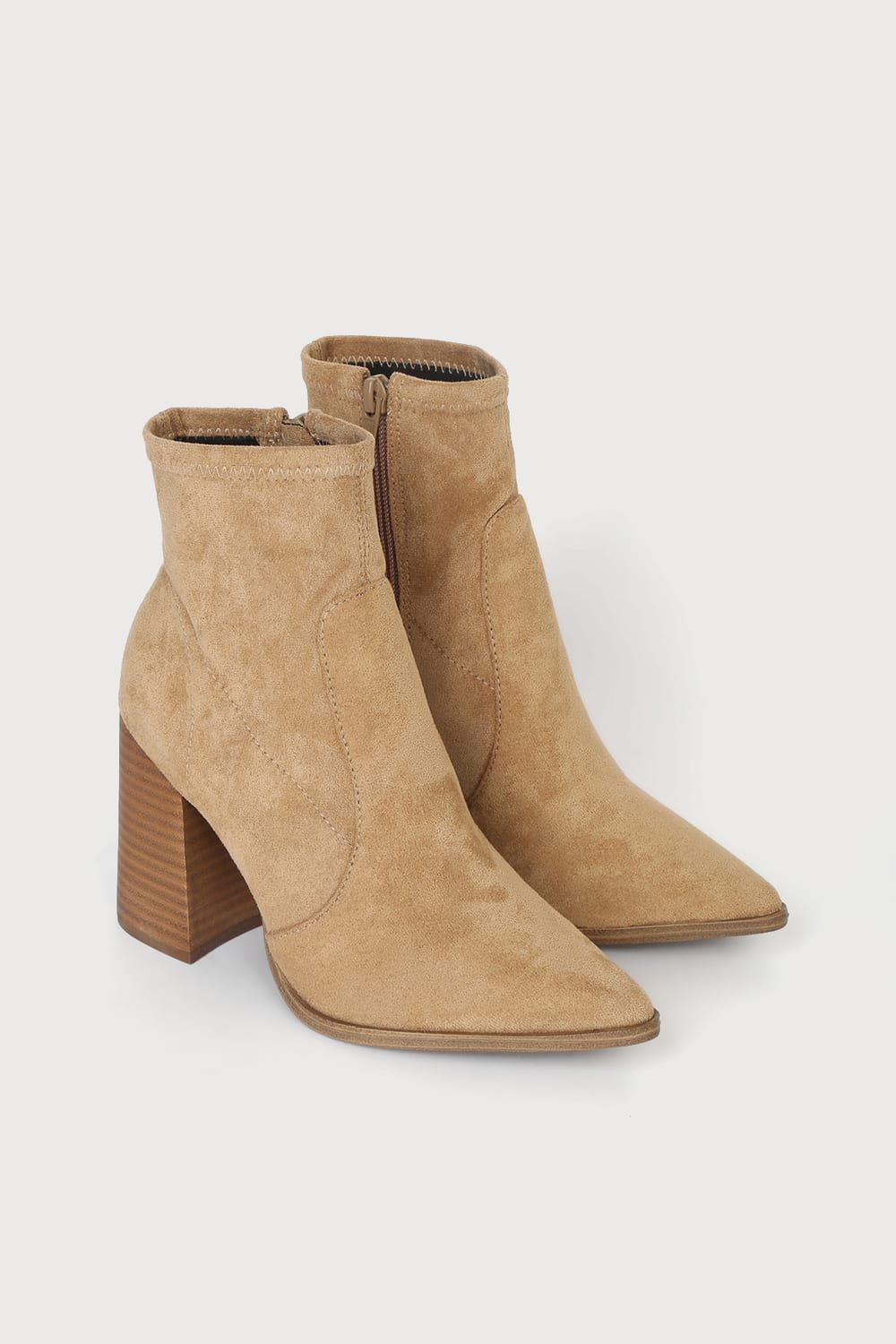 Touchdown Tan Suede Pointed-Toe Booties | Lulus (US)