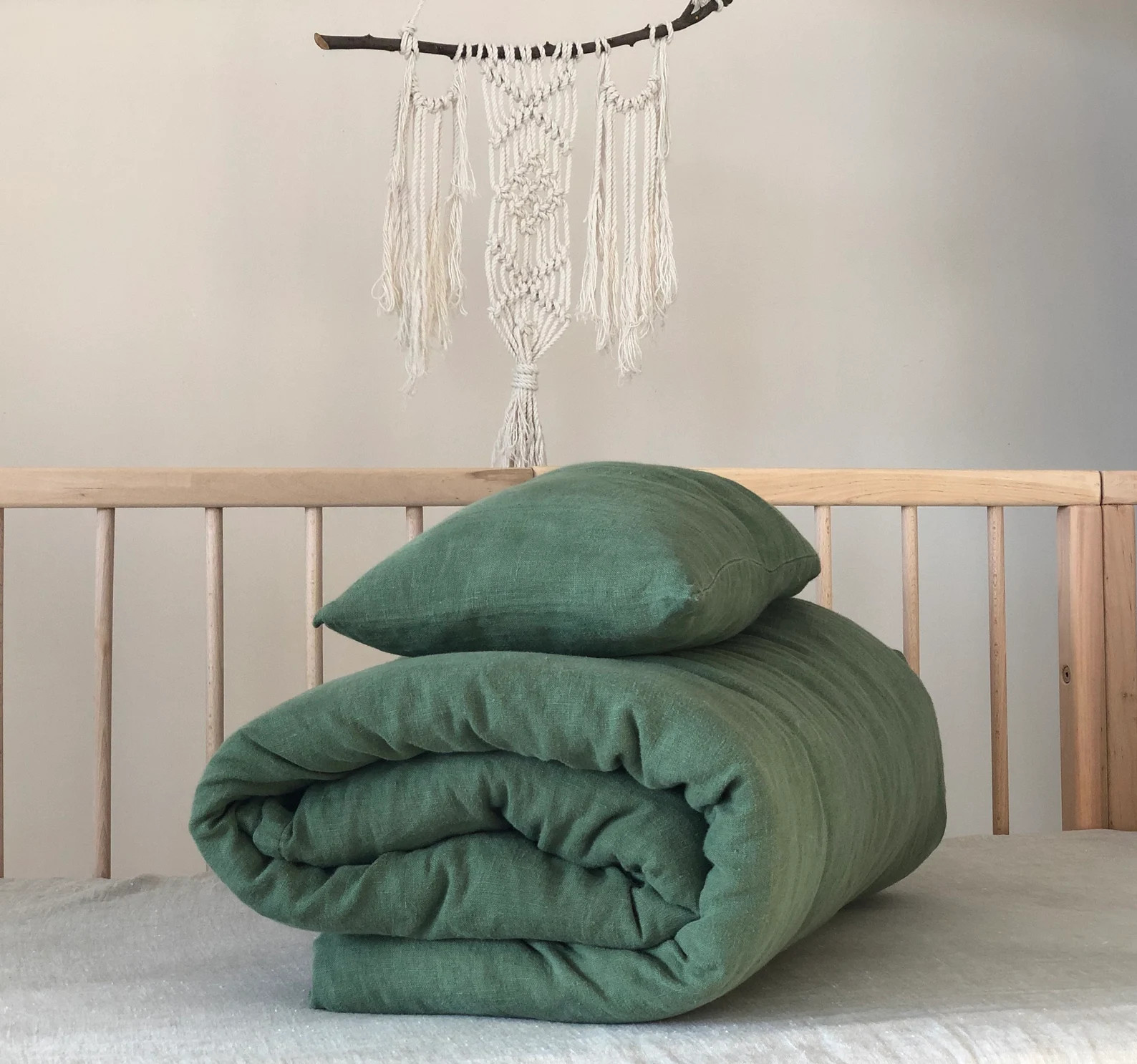 Baby or Toddler Duvet Cover Natural Green Blue Pink - Etsy | Etsy (US)