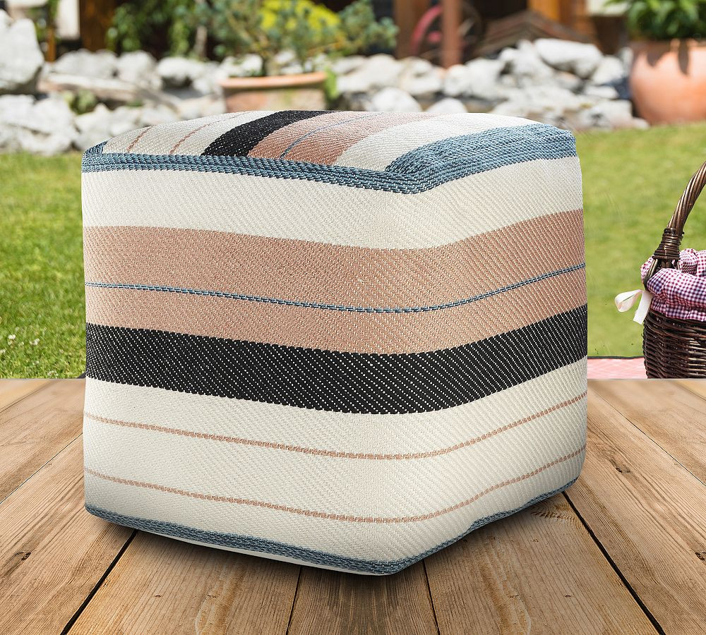 Harbour Recycled Yarn Outdoor Pouf | Pottery Barn (US)