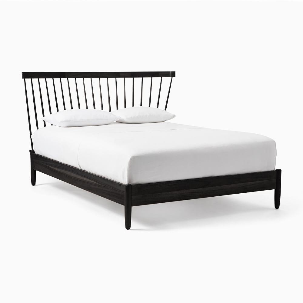 Chadwick Mid-Century Spindle Bed, Queen, Black | West Elm (US)