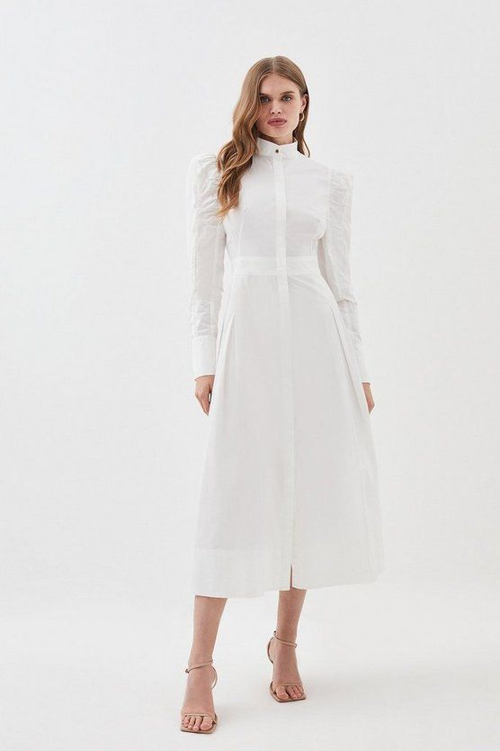 Lydia Millen Petite Cotton Woven Midi Dress | Karen Millen US